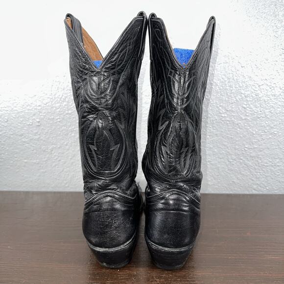 Vintage Nocona Cowboy Boots Men\'s Size 8 Black Leather 7501 Deertan Western main image 11